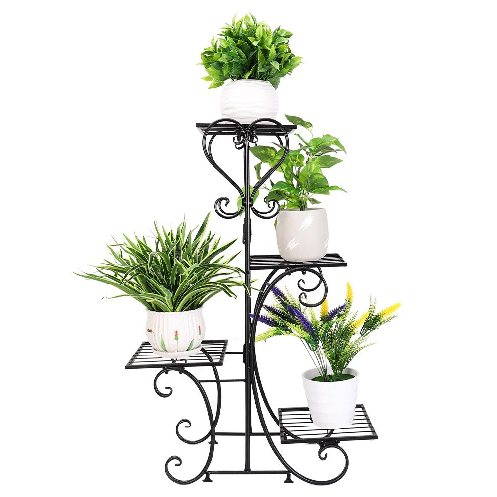 4-Tier Metal Plant Stand – Indoor/Outdoor Flower Display Rack for Balcony and Living Room