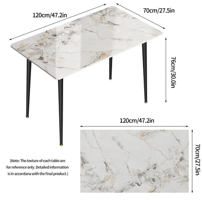 1.2m Modern Dining Table for 4-6 People with Metal Legs Ideal for Kitchen Living Room Restaurant Cafe Shop Furniture