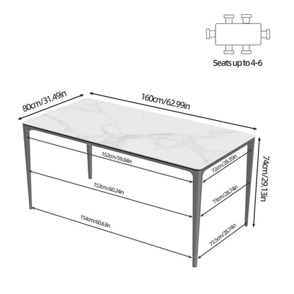 160cm Large Deluxe Dining Table with Sintered Stone Tempered Glass Top