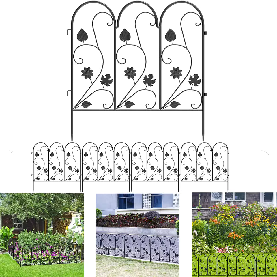 5-Piece Decorative Metal Garden Fence – Black or White – product view 3