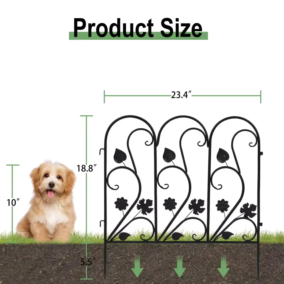 5-Piece Decorative Metal Garden Fence – Black or White – product view 4
