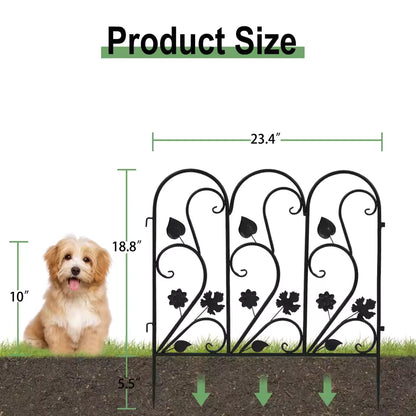 5-Piece Decorative Metal Garden Fence – Black or White – product view 4