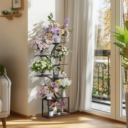 7 Tier Tree Shaped Plant Stand for Patio Living Room Metal Plant Flower Pot Display Holder with Lights