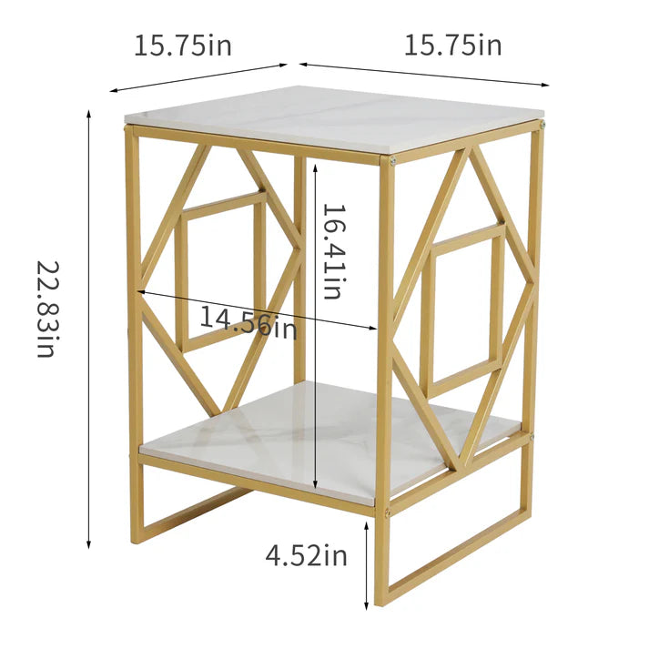 2-Tier Sofa Side Table Sintered Stone-top