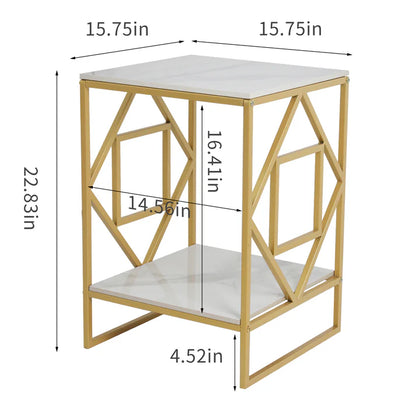 2-Tier Sofa Side Table Sintered Stone-top