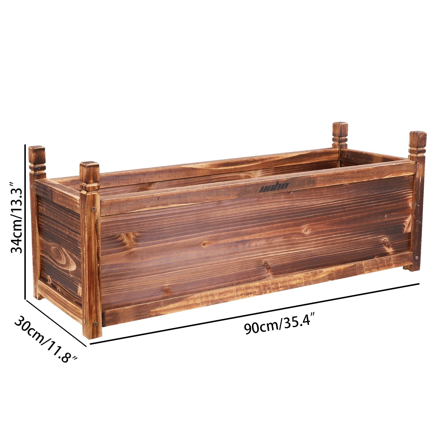 Solid Pine Wood Planter Box Outdoor Raised Garden Planter Bed – brown, 9 inch, view 10
