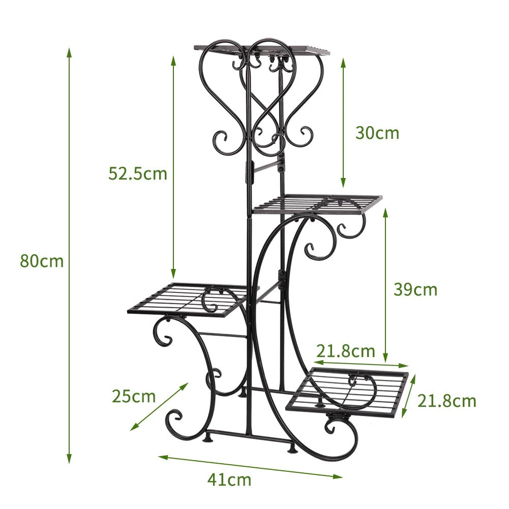 4-Tier Metal Plant Stand – Indoor/Outdoor Flower Display Rack for Balcony and Living Room