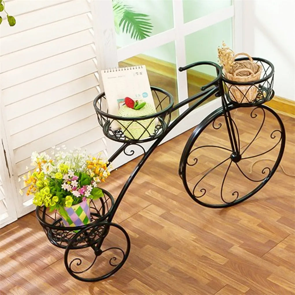 3-Tier Iron Bicycle Plant Stand, Indoor outdoor metal plant stand.