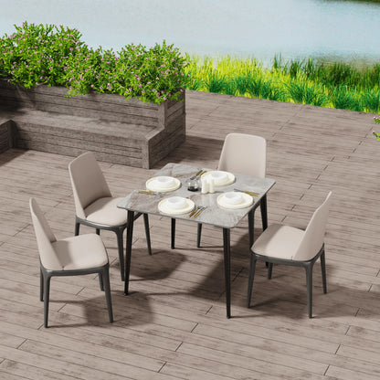80cm Square Dining Table, Modern Kitchen Table with Metal Legs, Coffee Table for Living Room Restaurant