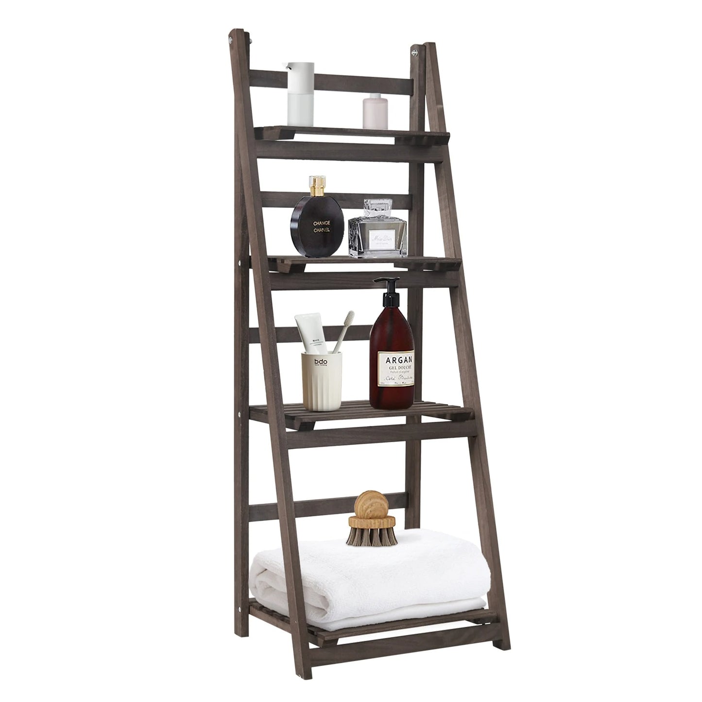 Foldable Wooden Ladder Shelf Plant Stand