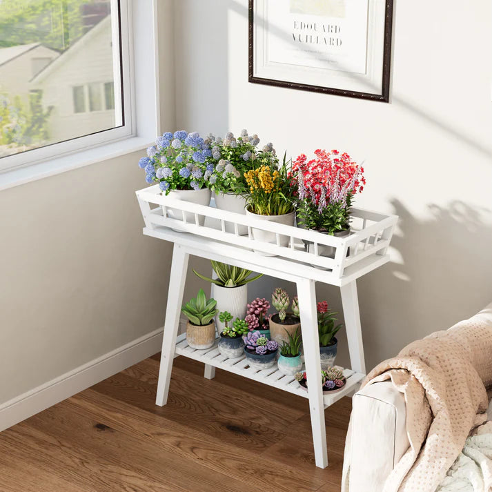 White Boxwood Modern Minimalist Garden Plant Shelf