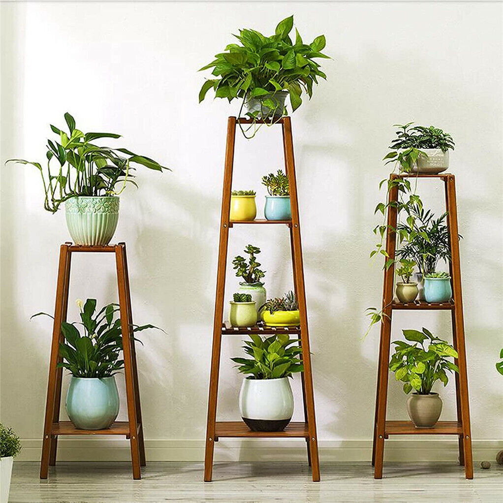 2 Tier Indoor Plant Stand Bamboo Planter