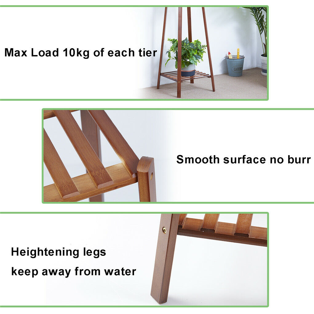 2 Tier Indoor Plant Stand Bamboo Planter