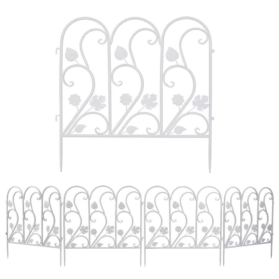 5-Piece Decorative Metal Garden Fence – Black or White – product view 7
